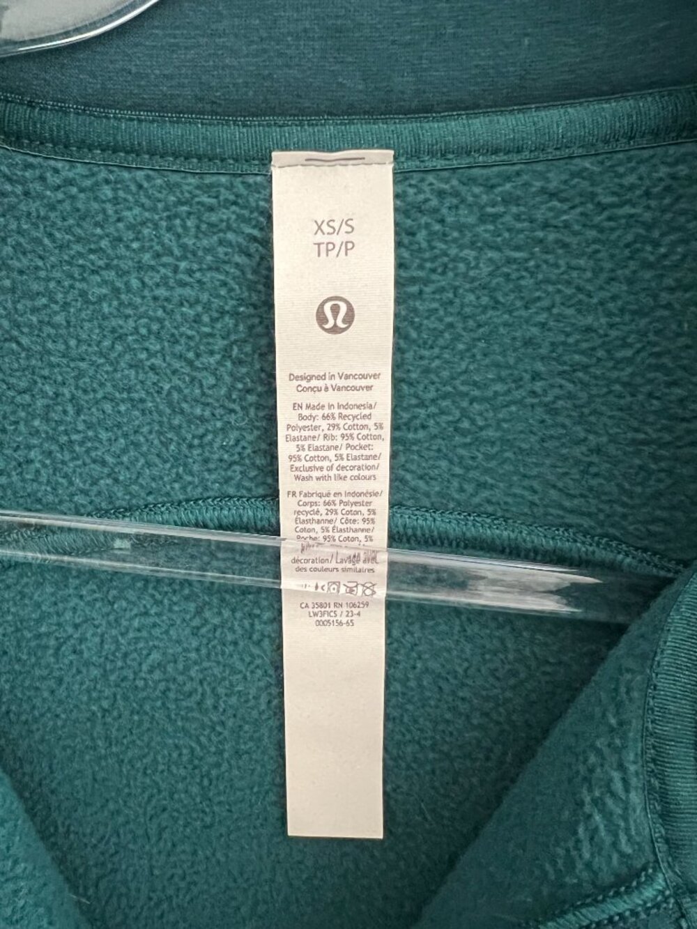 Lululemon Thick Fleece Oversized Half Zip xs/s Storm Teal - Picture 6 of 7